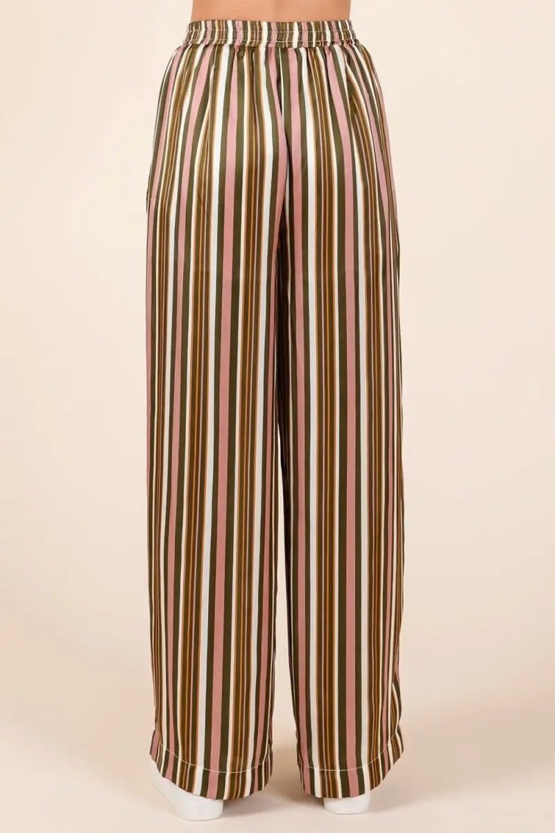 Shorts Trendsi Striped Satin Pants Women's Casual Wide Leg Trousers with Pockets