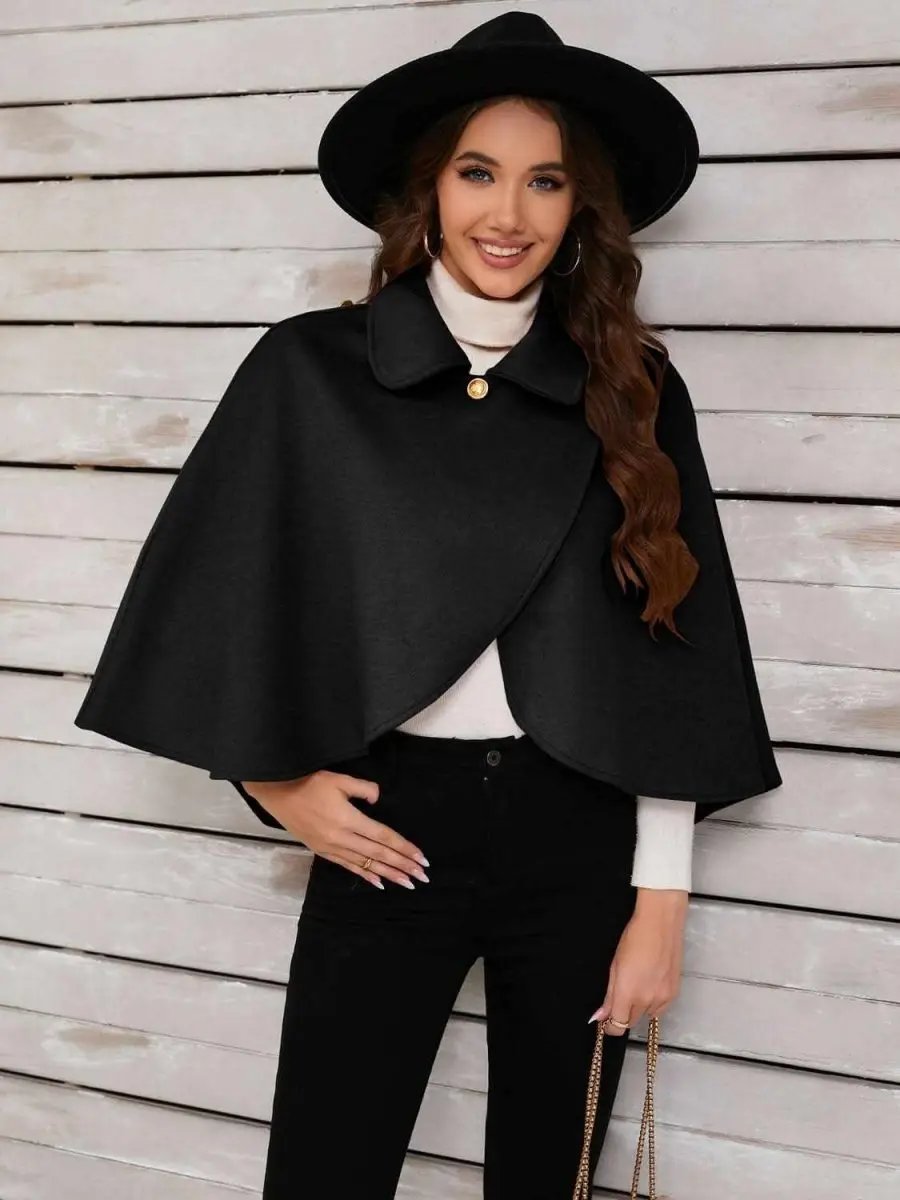 Hats Trendsi Collared Crop Cape Women's Fashion Top - Stylish & Trendy