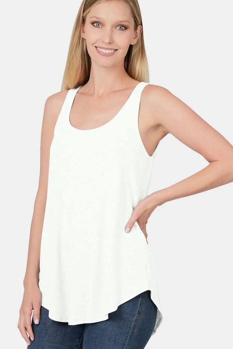 Tank Top Curved Hem Sleeveless by Trendsi | Ivory