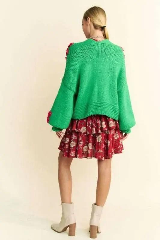 Sweaters Trendsi Floral Applique Cardigan Women's Open Front Layering Lightweight Knit