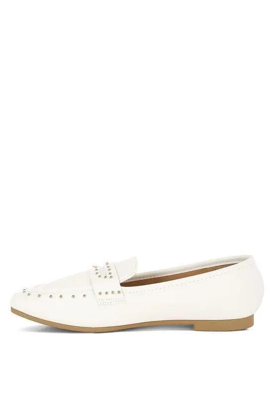 Shoes Rag Company Dorlina Studded Faux Leather Loafers - Stylish Comfort Footwear