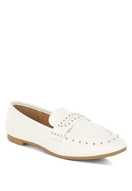 Shoes Rag Company Dorlina Studded Faux Leather Loafers - Stylish Comfort Footwear
