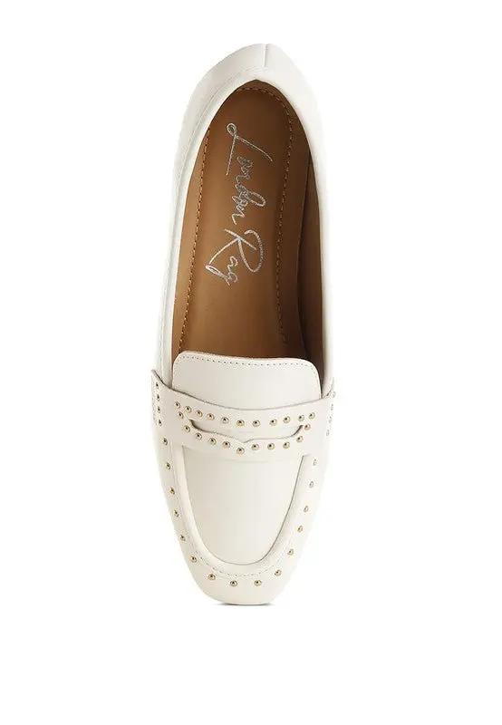 Shoes Rag Company Dorlina Studded Faux Leather Loafers - Stylish Comfort Footwear