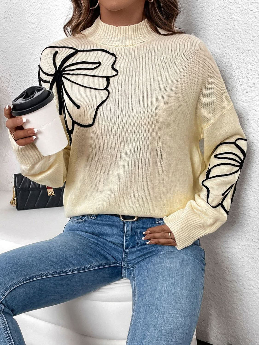Sweaters Trendsi Cozy Sweater Women's Dropped Shoulder Acrylic Knit Top - Relaxed Fit