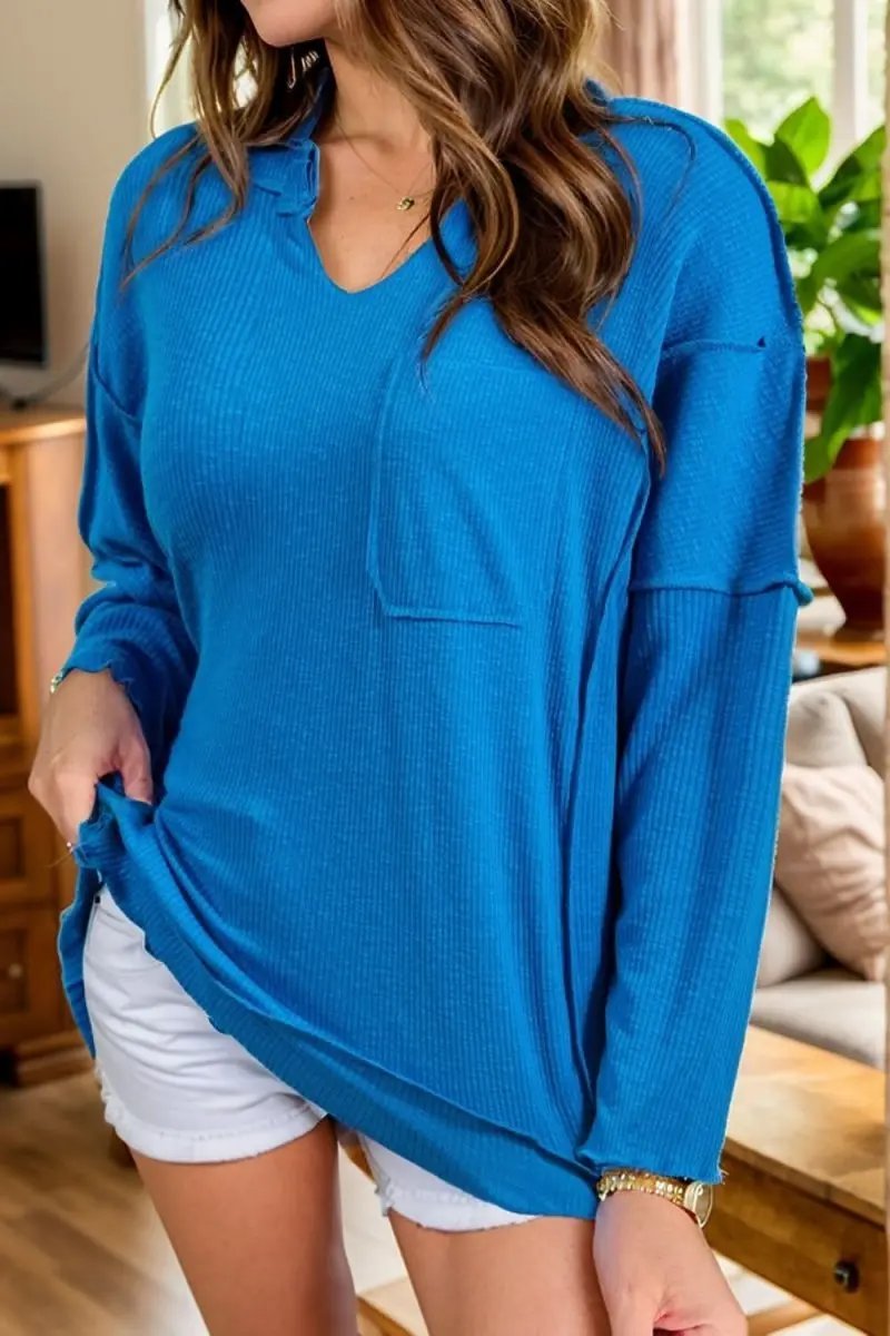Accessories Trendsi Exposed Seam Blouse Women's Chic Long Sleeve Top - Versatile Outfit