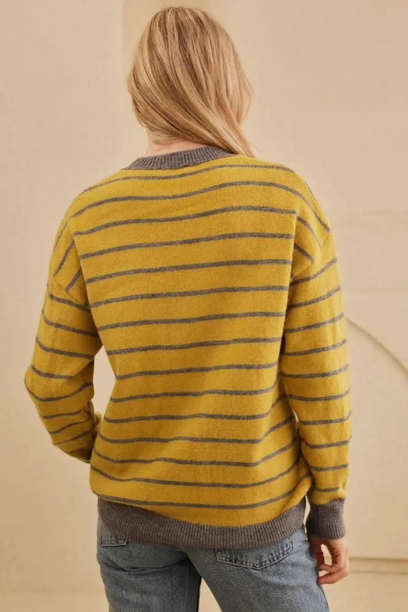 Sweaters Trendsi Flower Stripe Sweater Women's Fall Fashion Top Versatile Layering