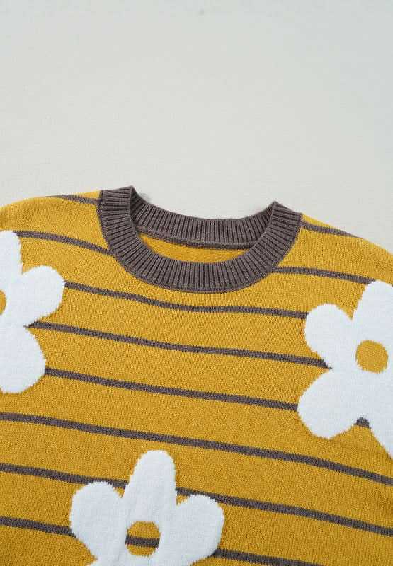 Sweaters Trendsi Flower Stripe Sweater Women's Fall Fashion Top Versatile Layering