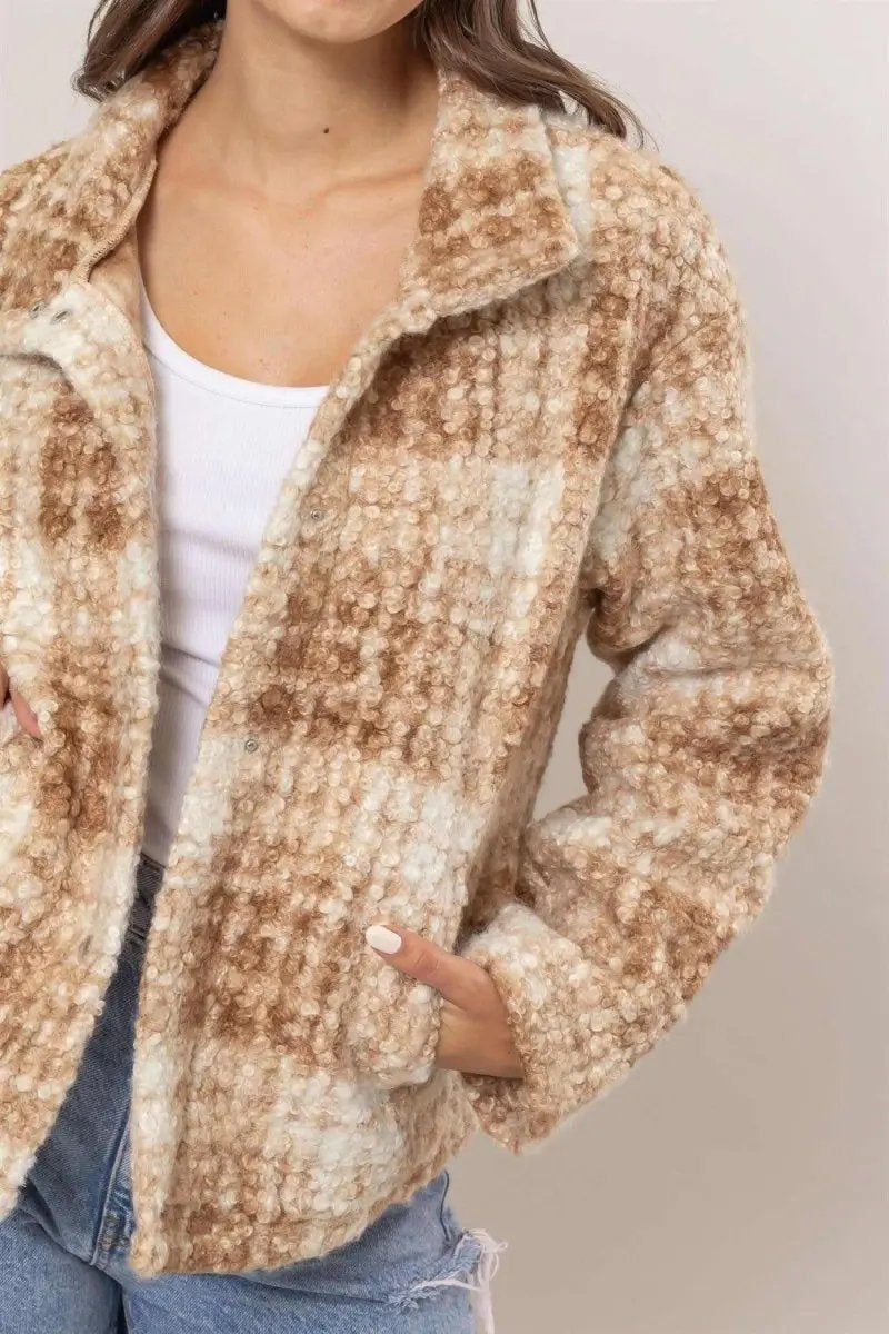 Pants Trendsi Plaid Boucle Jacket Women's Fall Outerwear Cozy & Stylish with Pockets