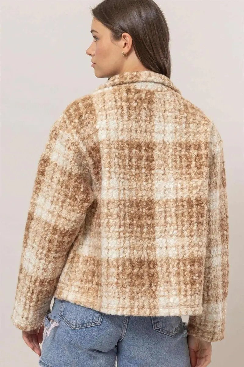 Pants Trendsi Plaid Boucle Jacket Women's Fall Outerwear Cozy & Stylish with Pockets