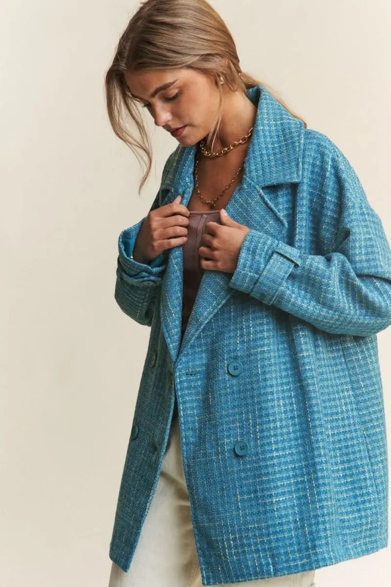 Women's Tweed Coat Double-Breasted Tweed Coat - Chic & Warm Fall/Winter Outerwear
