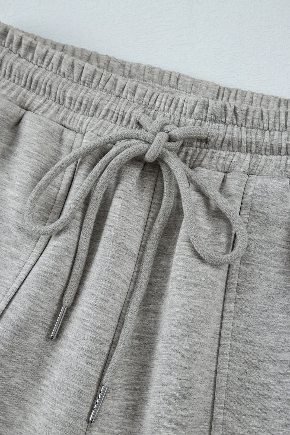 Love Salve Light Grey Lace-Up Women's Wide Leg Active Pants: Workout & Casual