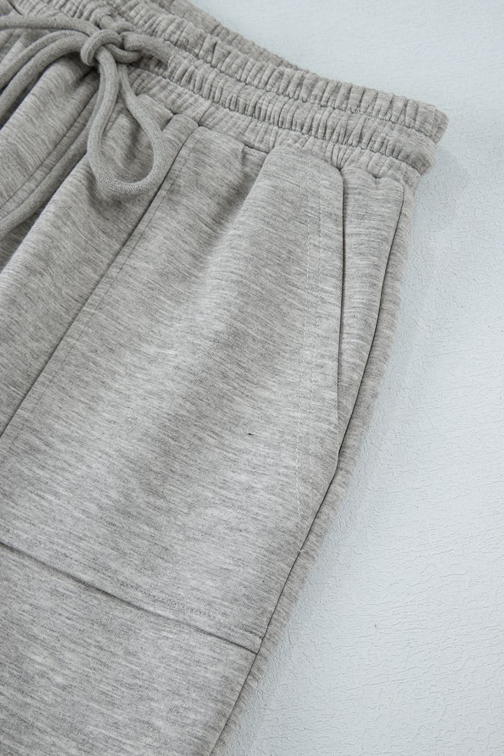 Love Salve Light Grey Lace-Up Women's Wide Leg Active Pants: Workout & Casual