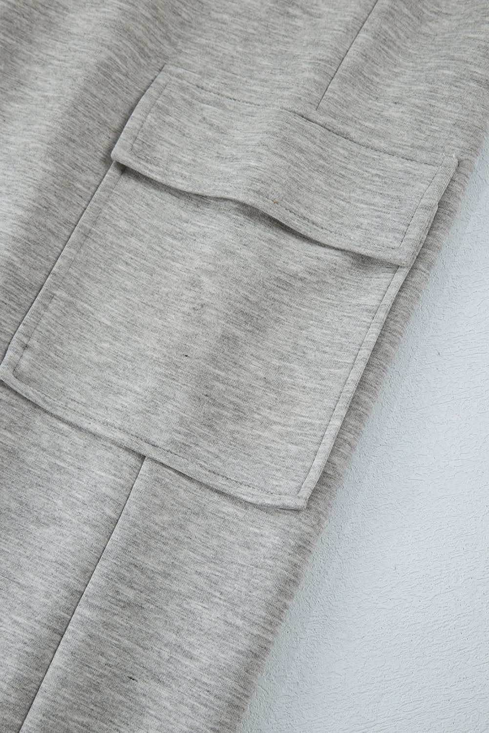 Love Salve Light Grey Lace-Up Women's Wide Leg Active Pants: Workout & Casual