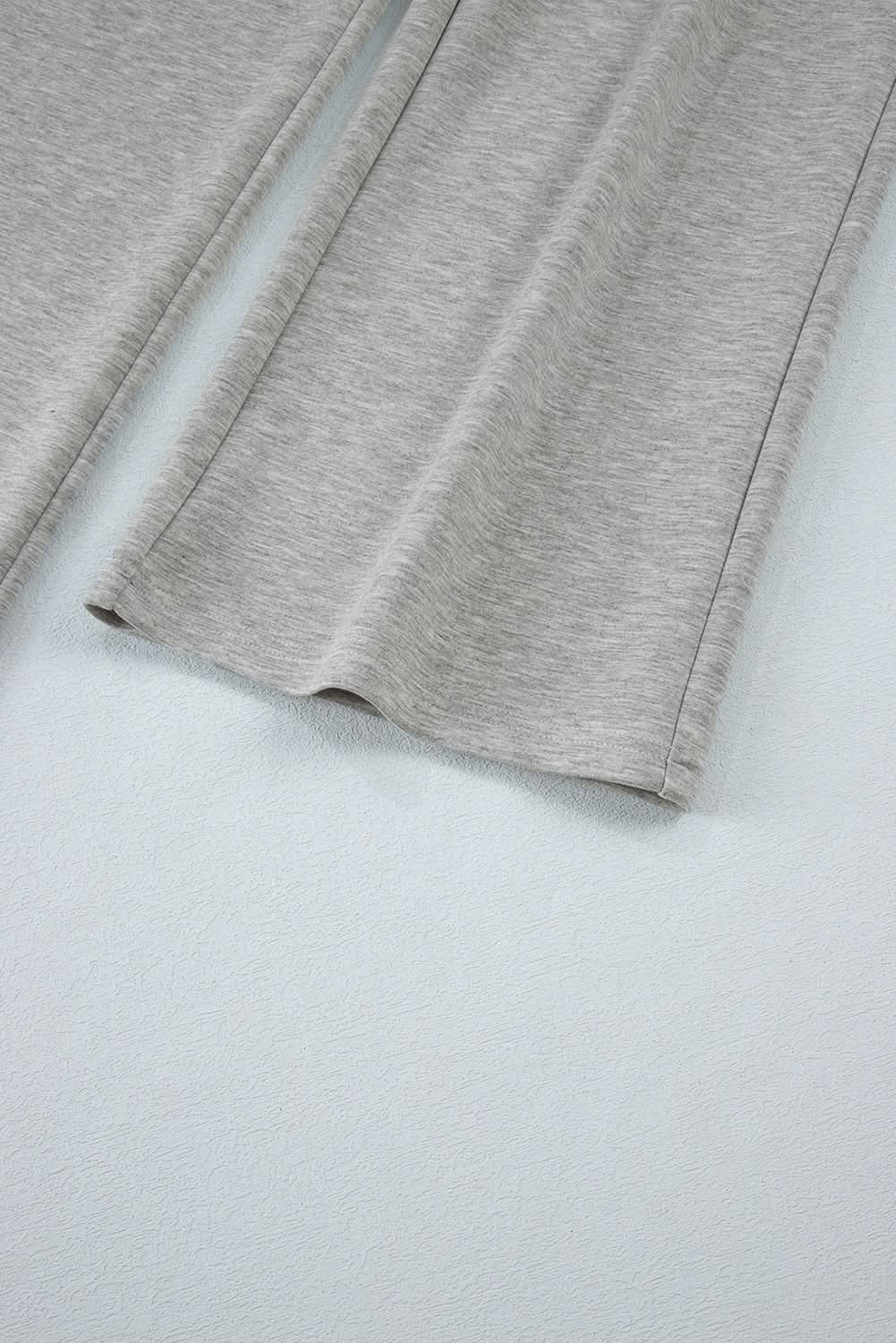 Love Salve Light Grey Lace-Up Women's Wide Leg Active Pants: Workout & Casual