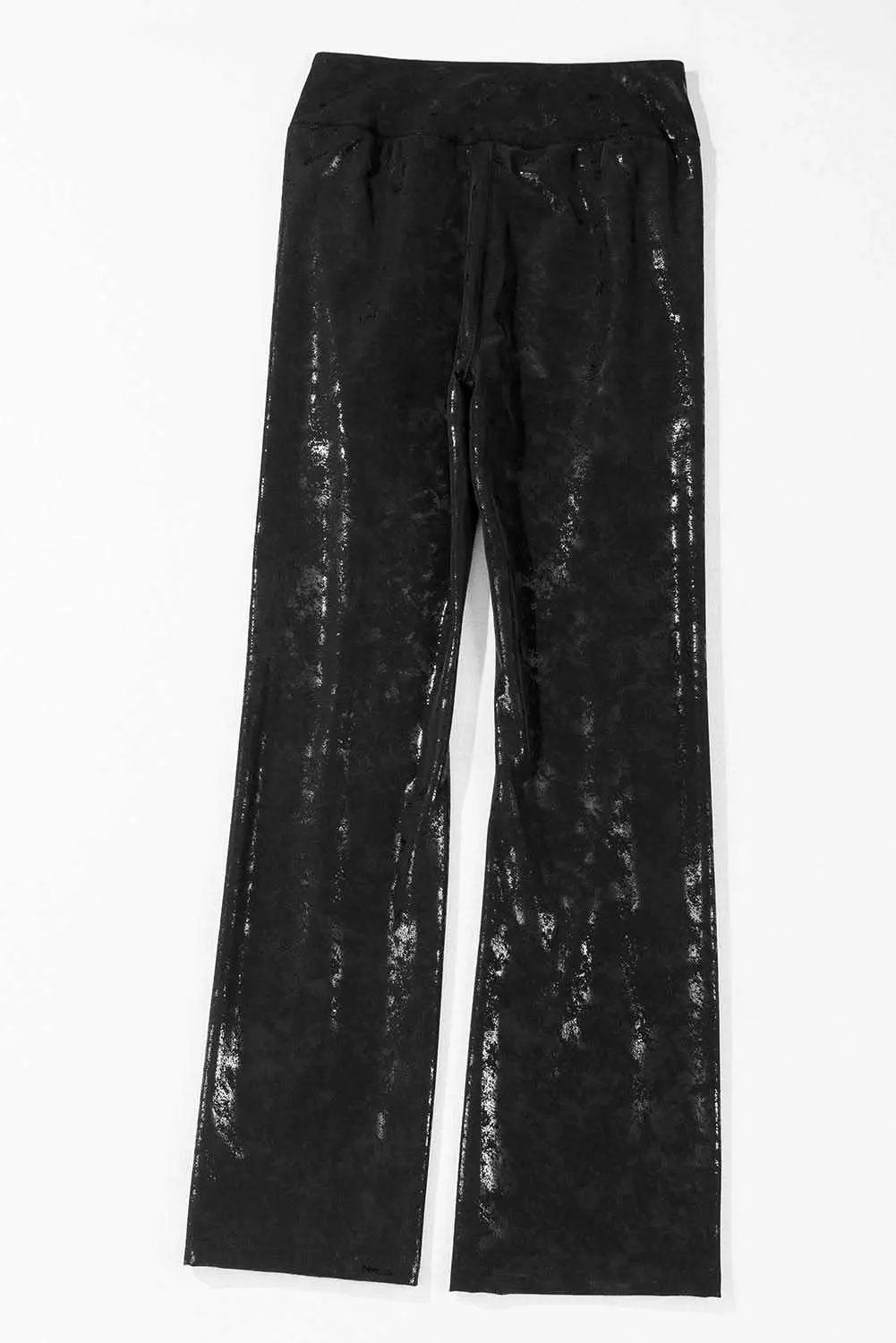 Bottoms/Leggings Love Salve Black Faux Leather Leggings Women's Fashion High-Waisted Split Hem Trendy