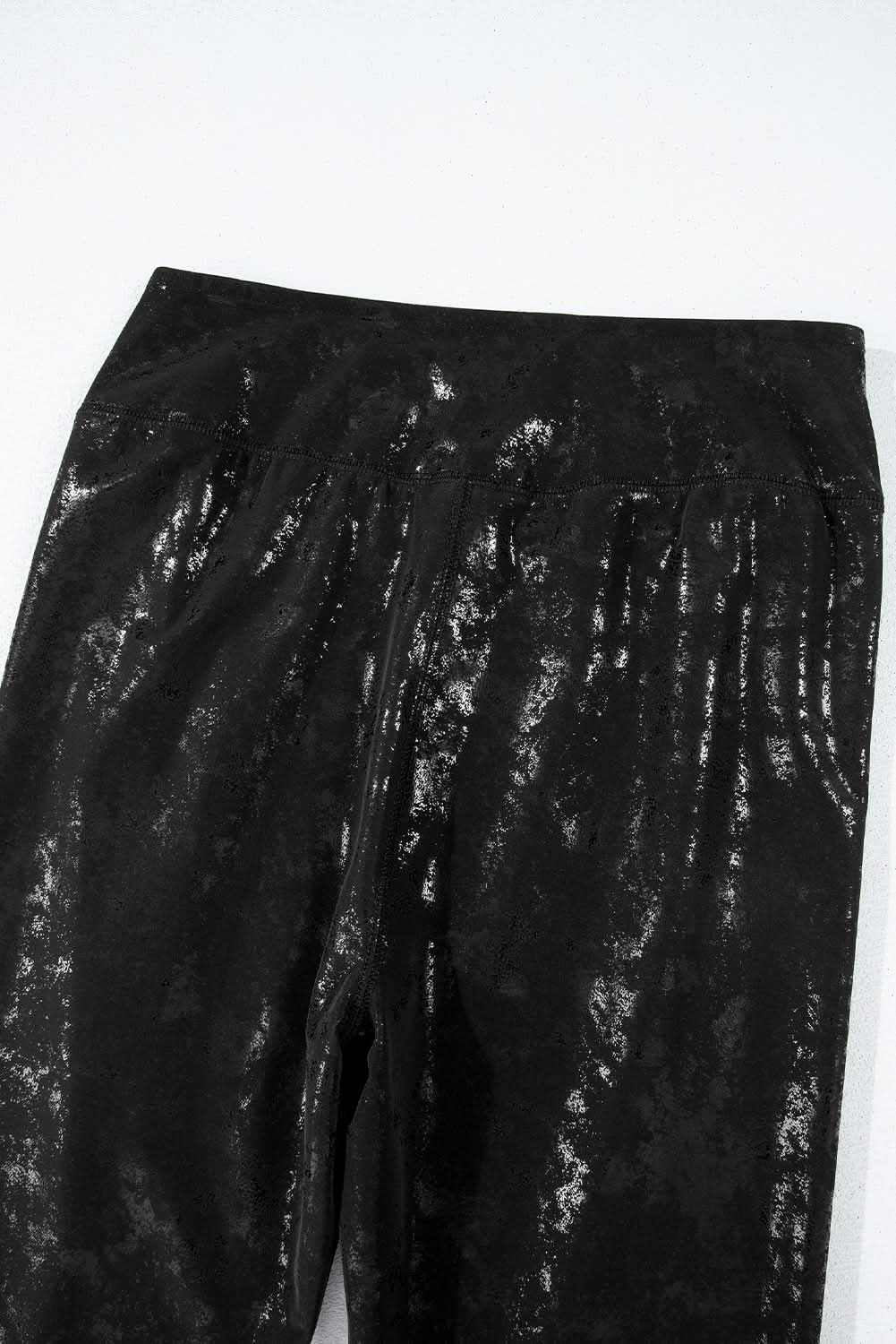 Bottoms/Leggings Love Salve Black Faux Leather Leggings Women's Fashion High-Waisted Split Hem Trendy