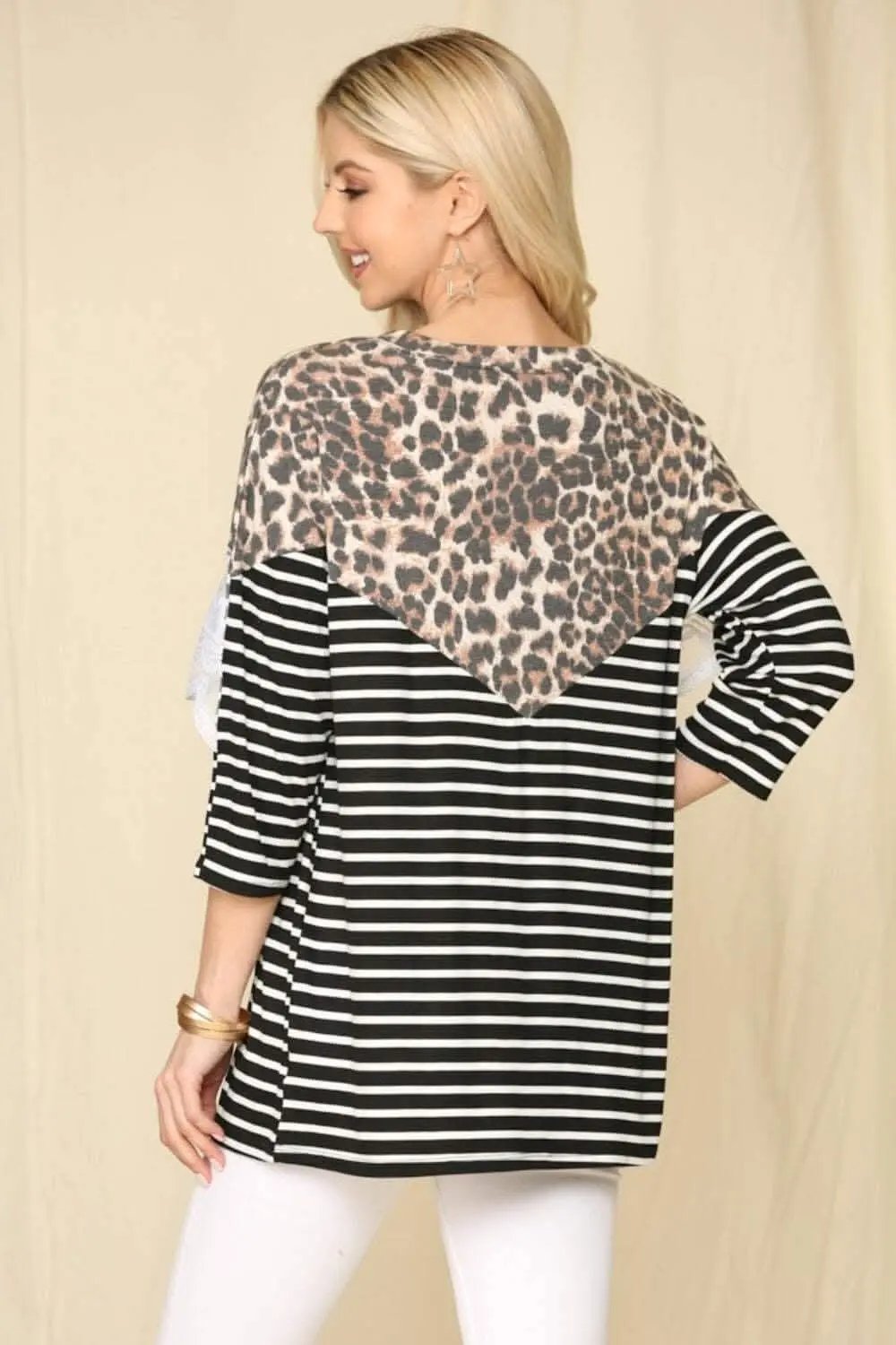 Women's T-Shirt - Leopard Stripe Soft & Stylish - Everyday Fashion Top