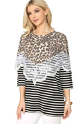 T-Shirts Love Salve Leopard Stripe Plus Size Women's Tee: Everyday Comfort Top