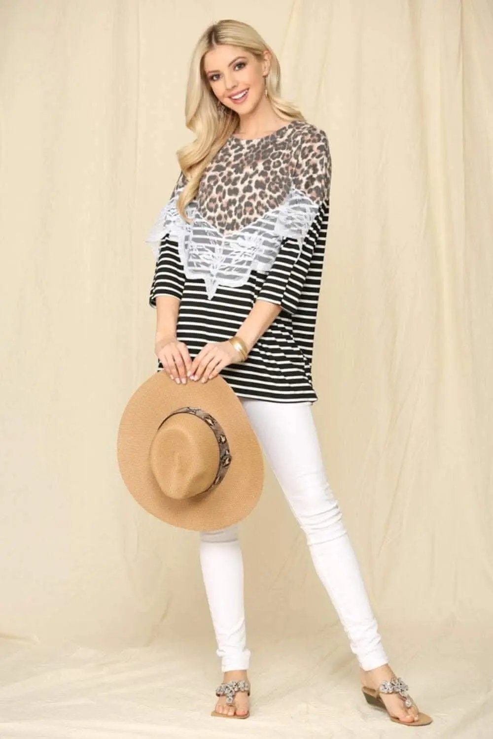 T-Shirts Love Salve Leopard Stripe Plus Size Women's Tee: Everyday Comfort Top