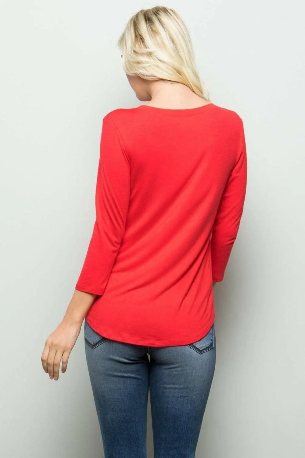 T-Shirts Love Salve Plus Size Red V-Neck Women's Tee: Everyday Comfort Fit Top