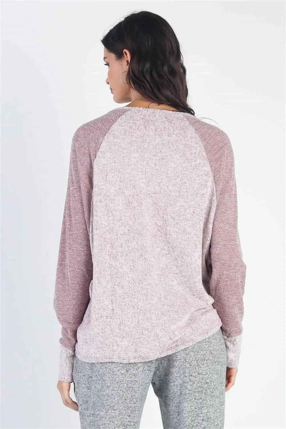 Pants Love Salve Burgundy Top Women's Casual Long Sleeve Tee Soft, Versatile