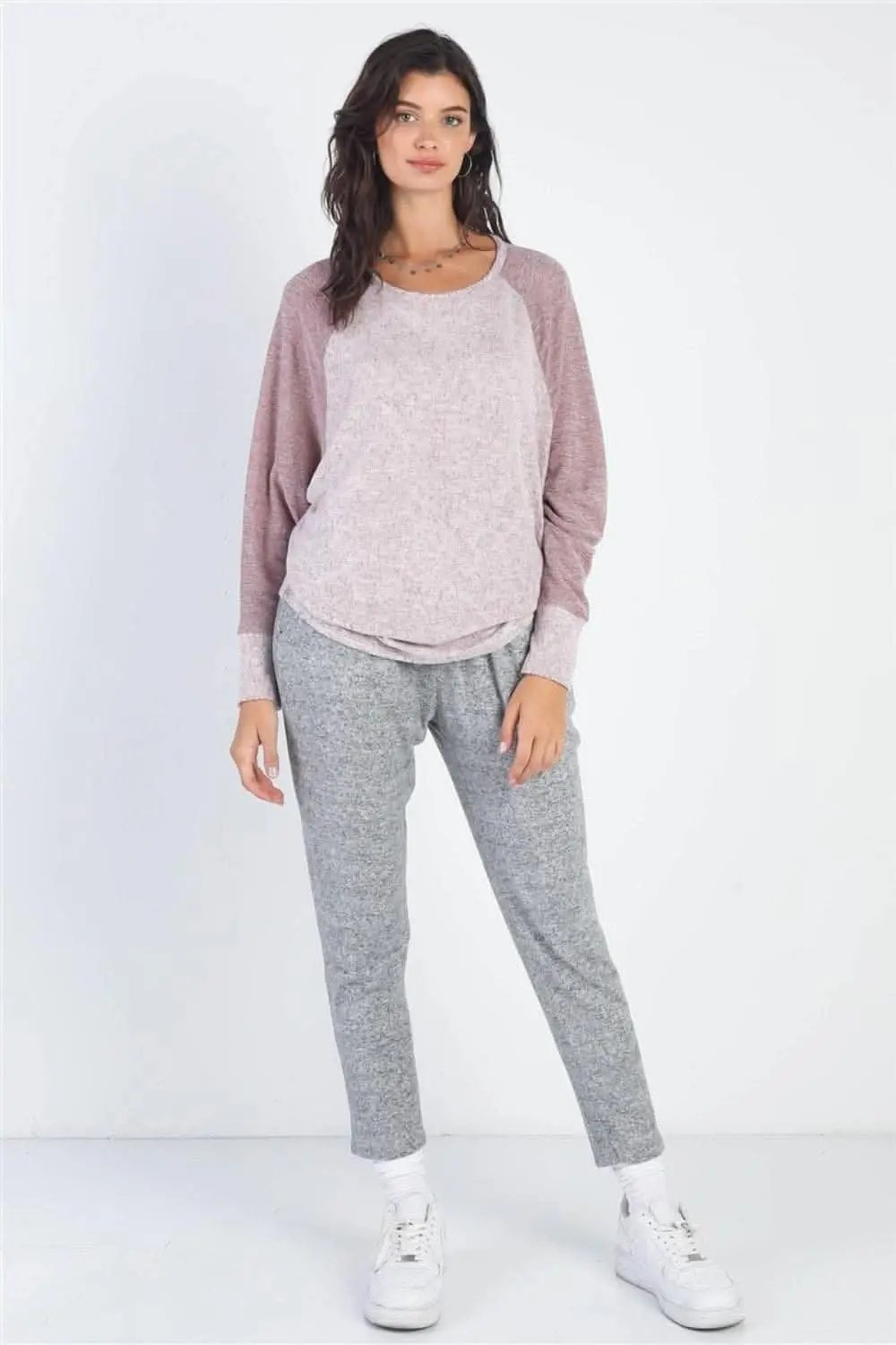 Pants Love Salve Burgundy Top Women's Casual Long Sleeve Tee Soft, Versatile