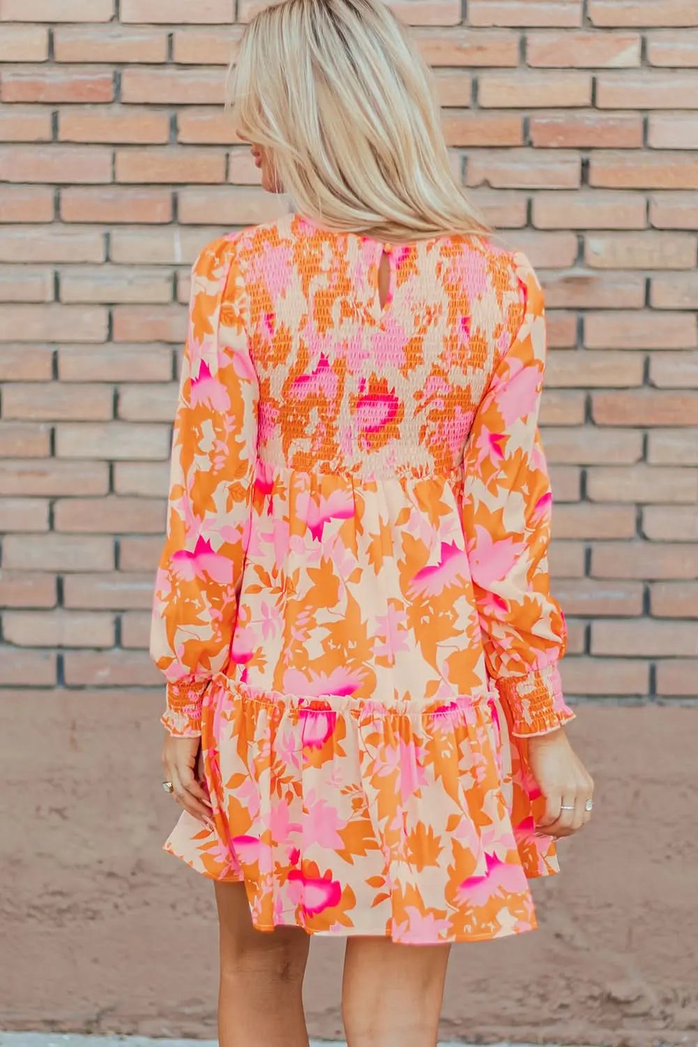 Love Salve Orange Smocked Mini Dress — Fit and Flare