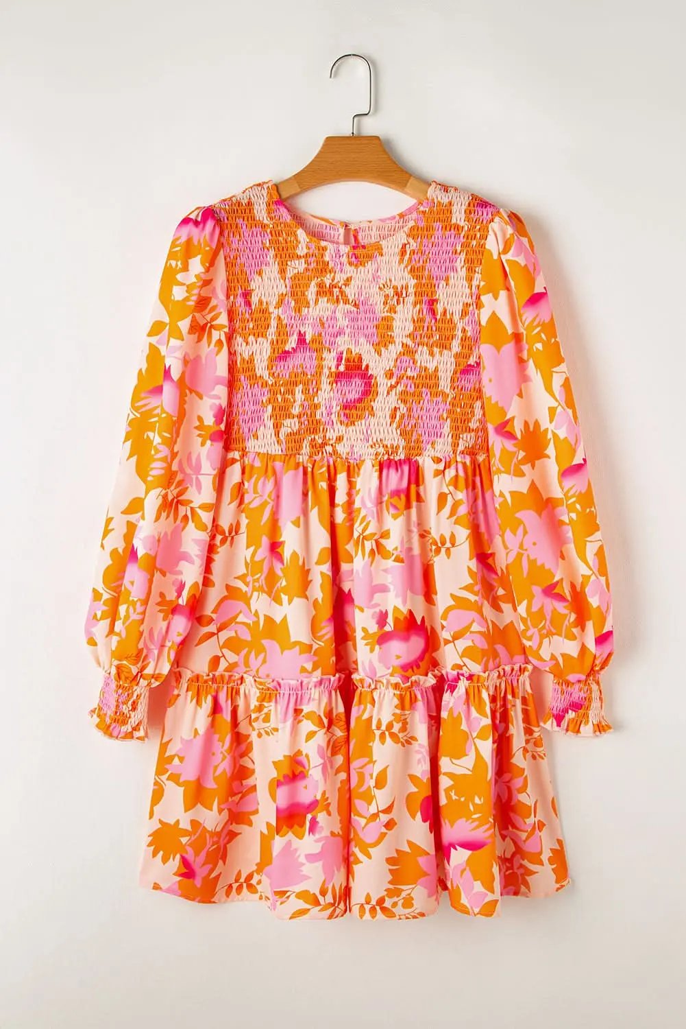 Love Salve Orange Smocked Mini Dress — Fit and Flare