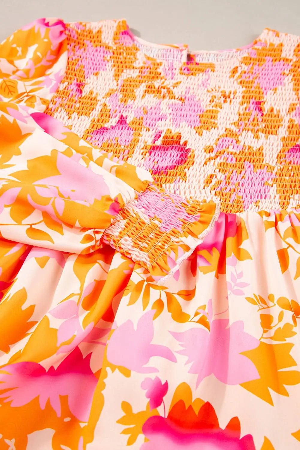 Love Salve Orange Smocked Mini Dress — Fit and Flare