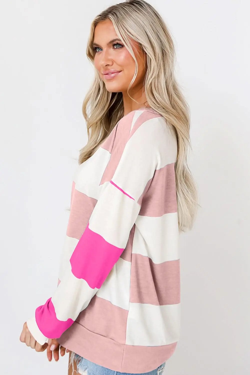 Women's Casual Tops Top - Light Pink Drop Shoulder - Relaxed Fit