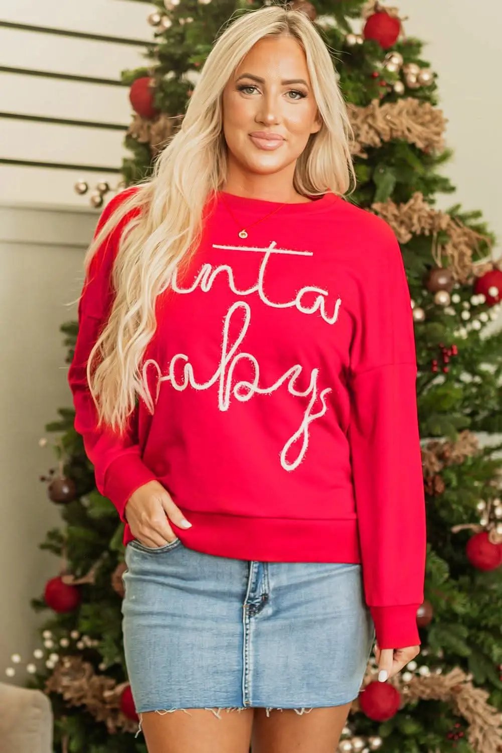 Accessories Love Salve Cozy red Santa baby sweatshirt