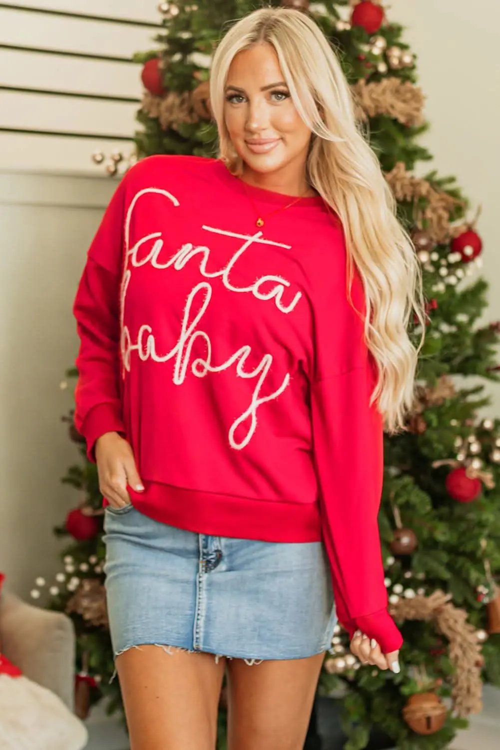 Accessories Love Salve Cozy red Santa baby sweatshirt