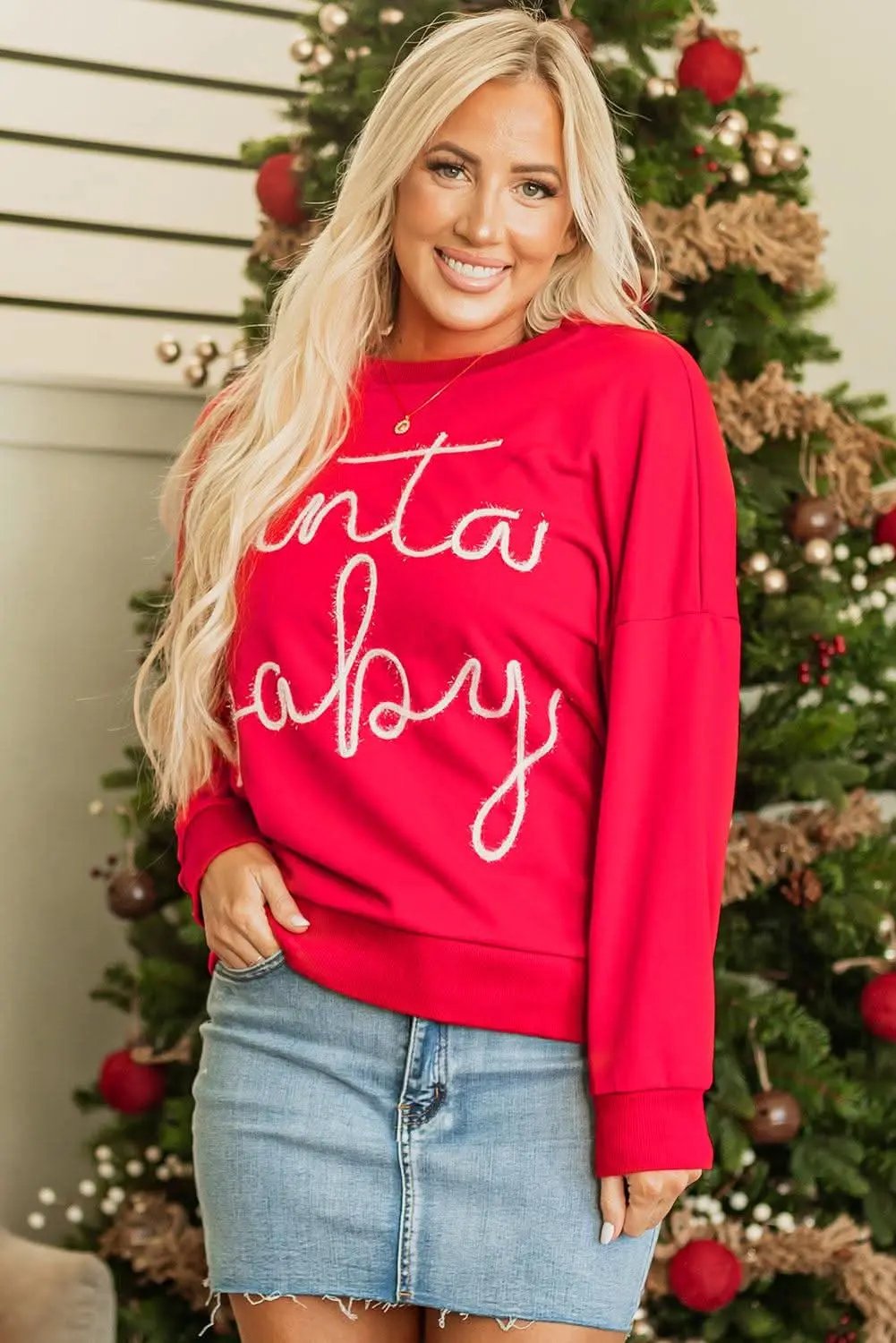 Accessories Love Salve Cozy red Santa baby sweatshirt