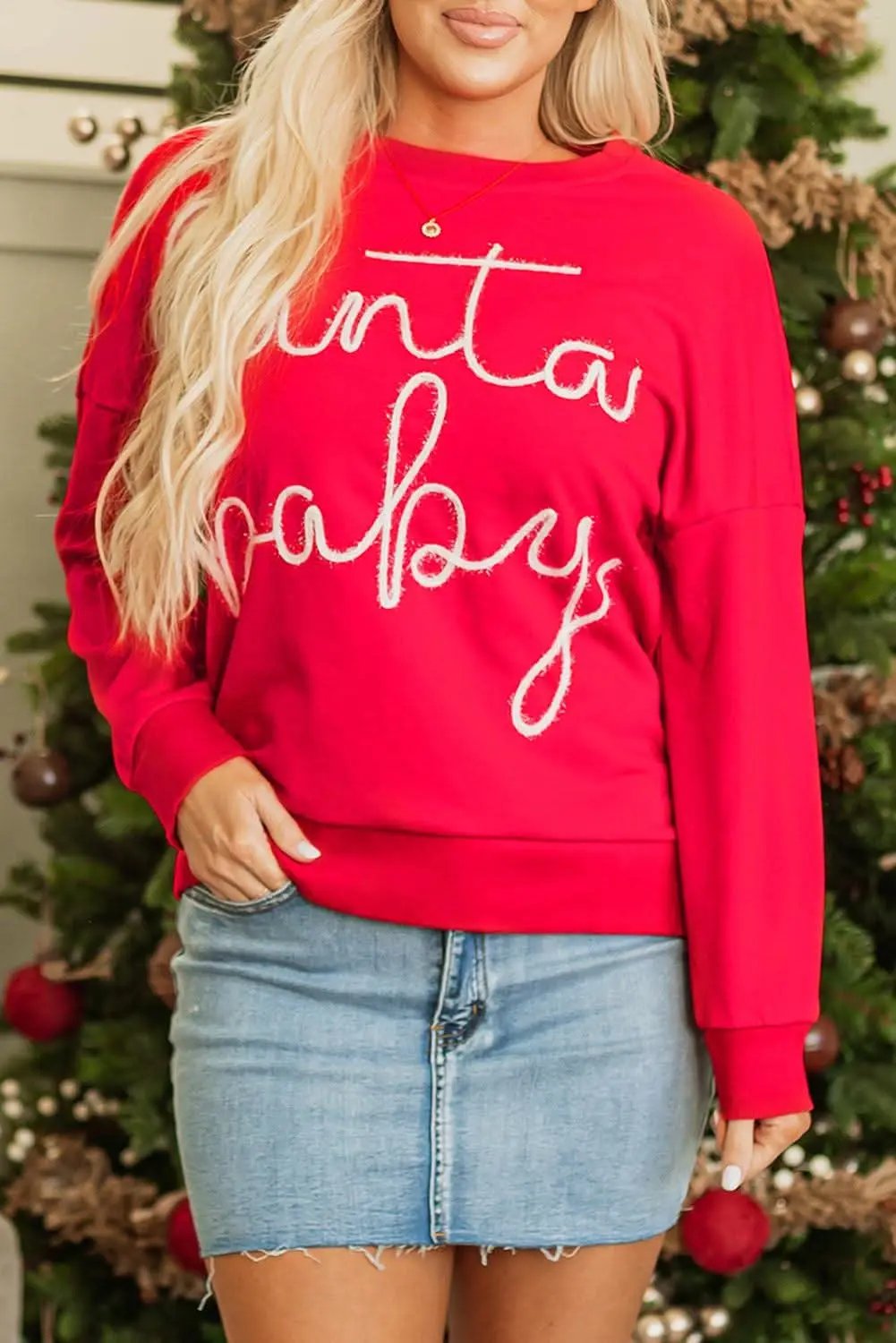 Accessories Love Salve Cozy red Santa baby sweatshirt