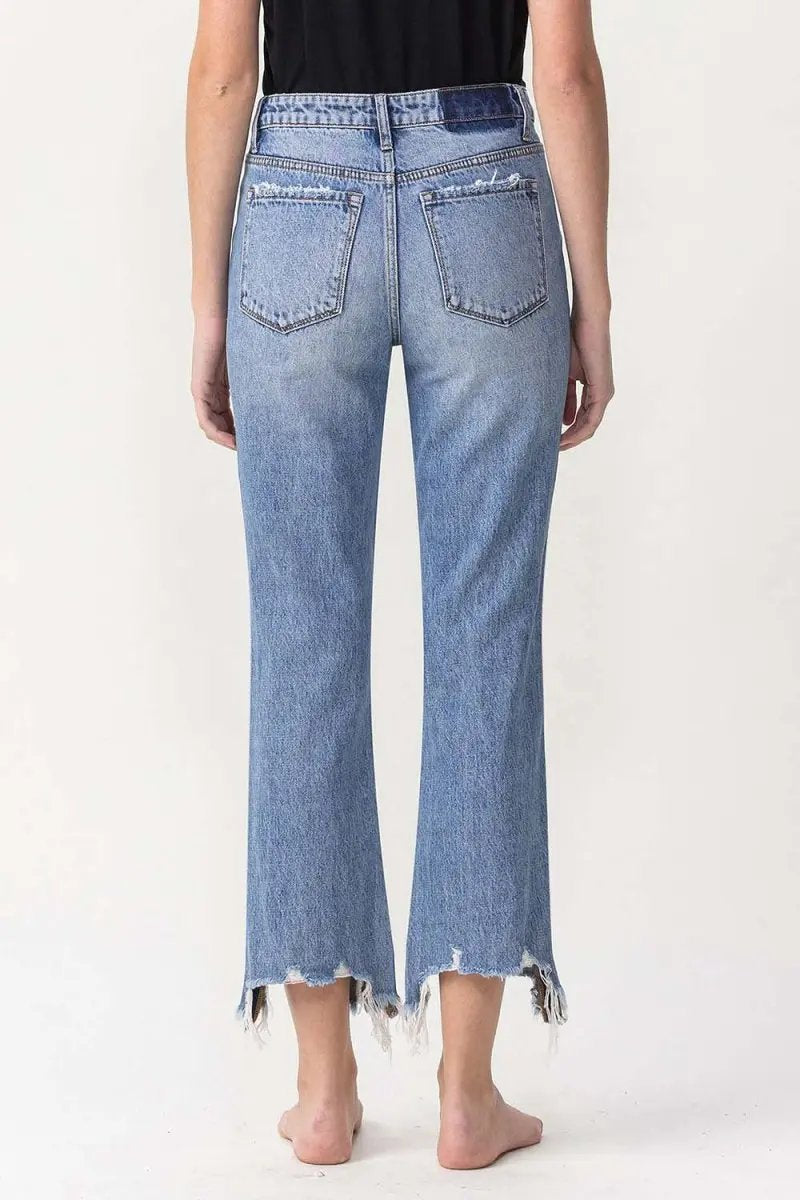 Women's Jeans - Distressed High Rise - Straight Leg
