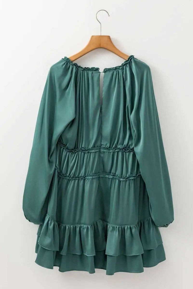 Dresses Love Salve Green Mini Dress Women's Daily Wear Ruffle Tiered A-Line Dress - Chic & Flirty