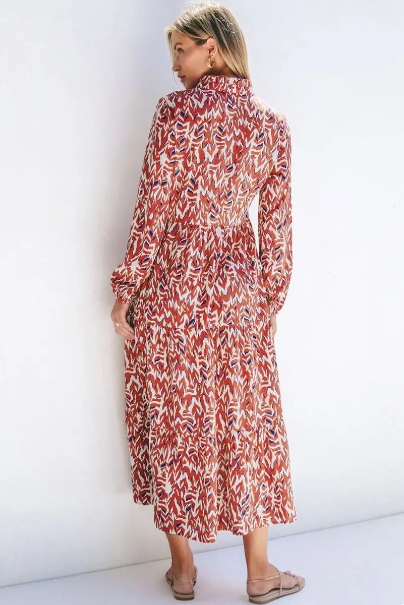 Women's Orange Midi Dress | Love Salve V-Neck