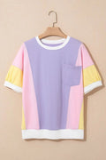T-Shirts Love Salve Purple Patchwork Oversized Tee Women's Daily Half Sleeve T-Shirt | Comfy Southern Belle Style