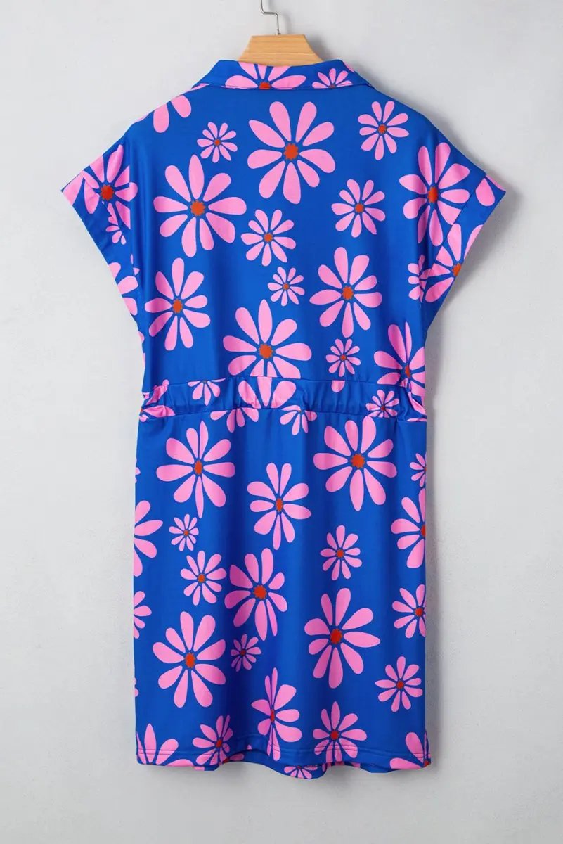 Love Salve Floral Mini Dress with Quarter Zip | Polyester Blend