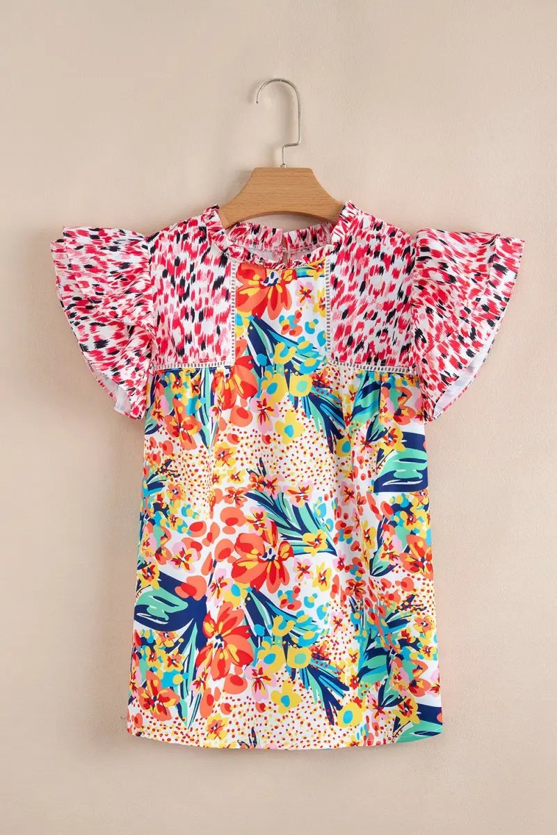 Women's Blouse - Floral Print Ruffle Sleeve - Southern Belle Top