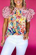 Women's Blouse - Floral Print Ruffle Sleeve - Southern Belle Top