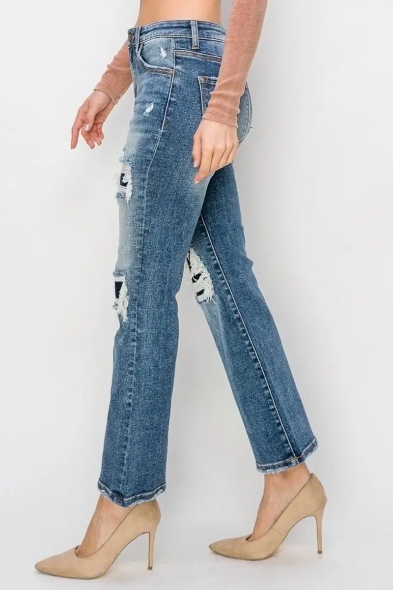 Accessories Trendsi Risen Jeans Women's High Rise Distressed Flare Ankle Jeans USA Ship
