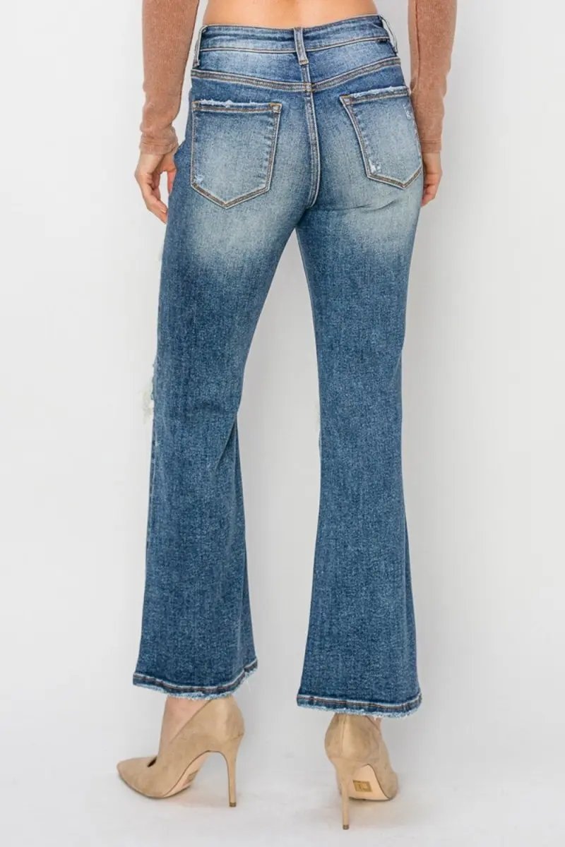 Accessories Trendsi Risen Jeans Women's High Rise Distressed Flare Ankle Jeans USA Ship