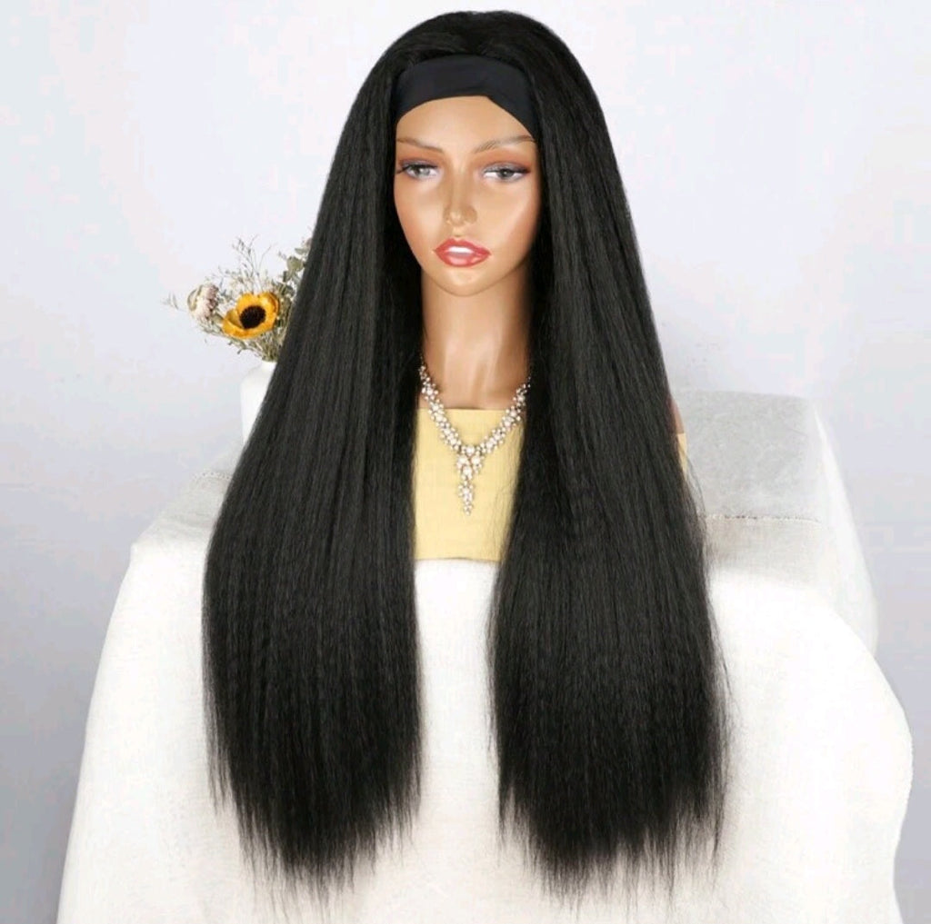 LydiaMFashions Kinky Straight Headband Wig for Women