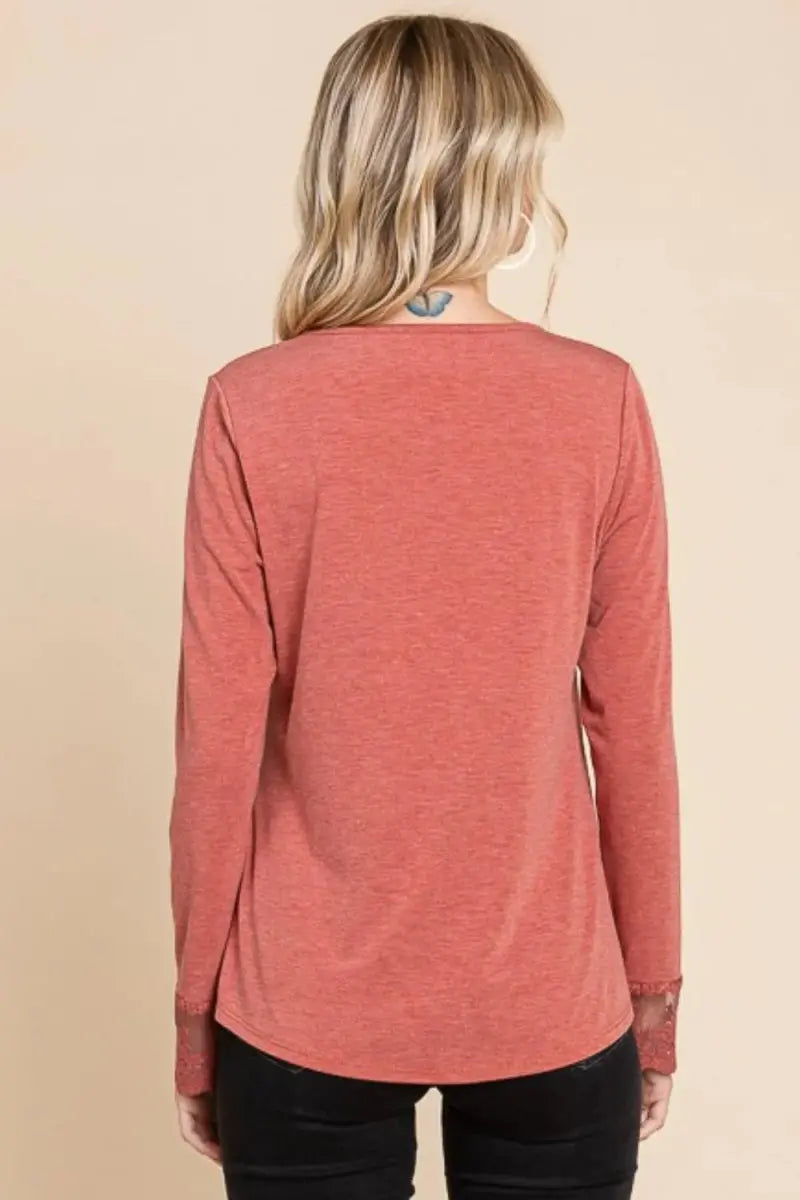 T-Shirts Trendsi Lace Detail Tee Women's Everyday Top Soft & Breathable T-Shirt