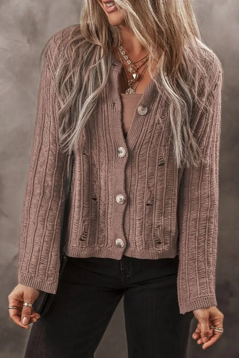Sweaters Love Salve Knit Cardigan Women's Daily Wear Top Goat Cutout Detail Winter Style
