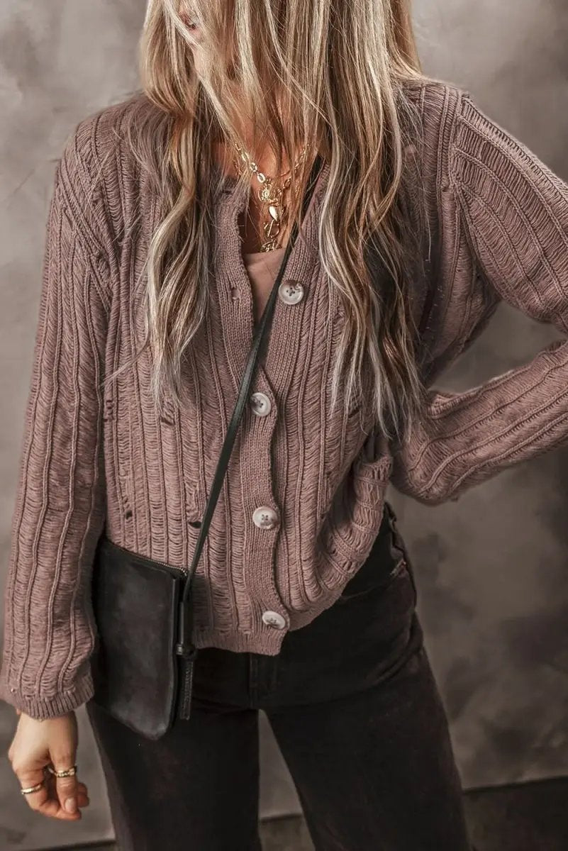 Sweaters Love Salve Knit Cardigan Women's Daily Wear Top Goat Cutout Detail Winter Style
