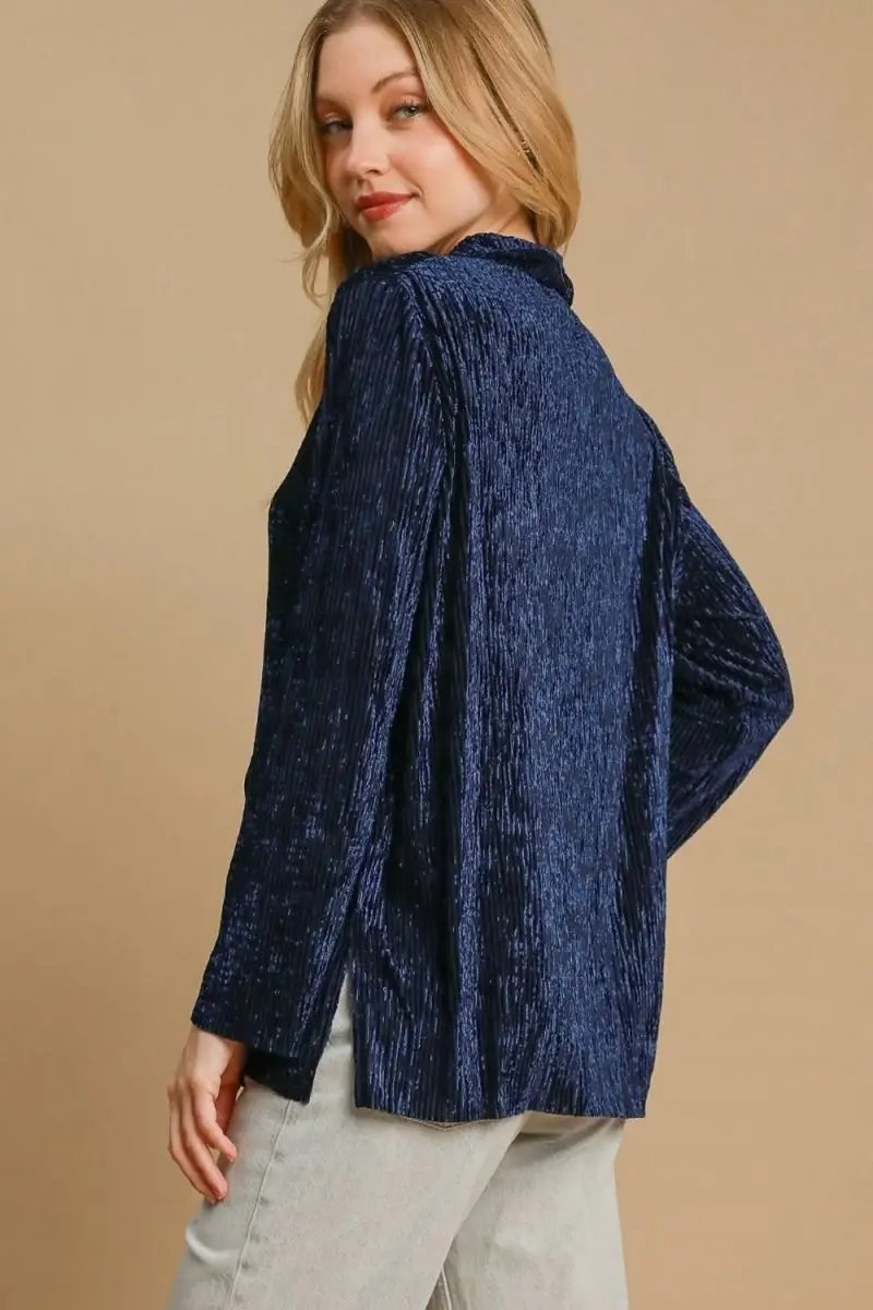 Shirts Trendsi Textured Shirt Women's Casual Wear Button-Up Top Side Slit Detail