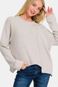 Women's Sweater Trendsi Women's Drop Shoulder Sweater - Asymmetrical Knit, Casual Chic