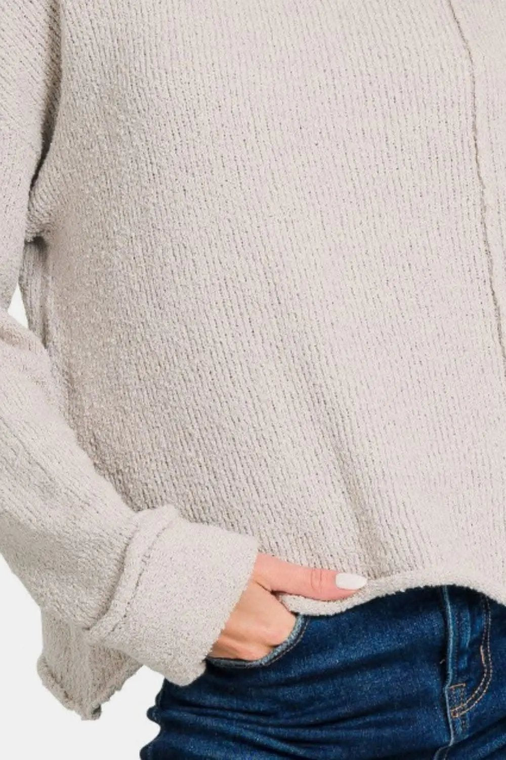 Women's Sweater Trendsi Women's Drop Shoulder Sweater - Asymmetrical Knit, Casual Chic